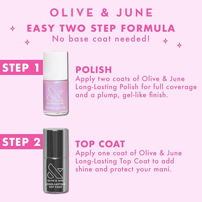 Olive & June Quick Dry Nail Polish | Instant, Fast-Drying, Smudgeproof Color | 15-free, Vegan, Cruelty-Free Formula | Lasts up to 5 Days | Salon-Quality Manicure at Home | Charming Periwinkle Shimmer