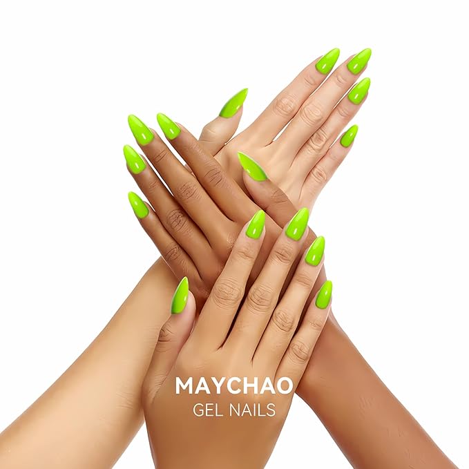 MAYCHAO 15ML Lime Green Gel Nail Polish 1Pc Grass Green Gel Polish Soak Off UV LED Nail Polish Nail Art Starter Manicure Salon DIY at Home, 0.5 OZ
