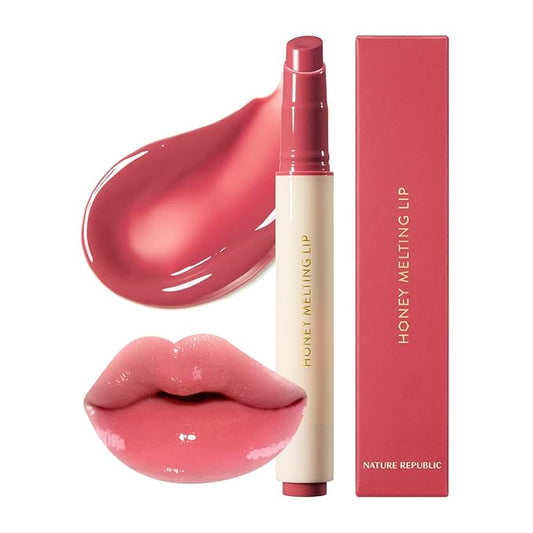 Nature Republic HONEY MELTING LIP (03 BERRY) SOFT LIP STICK, Hydrating Gloss, Moisturizing balms, Sheer tint, Shine & Glowy Finish, korean make up, Stocking Stuffers