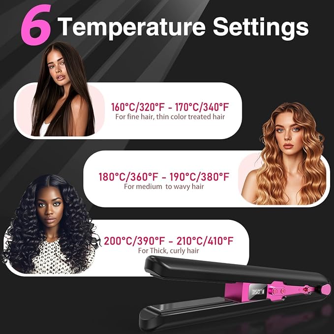 9600mAh Cordless Hair Straightener, Rechargeable Cordless Flat Iron Straightener for Women, 10 Min Style, 20M Negative Ions, 30s Heat-Up, Safety Lock, 6-Temp Control for Home