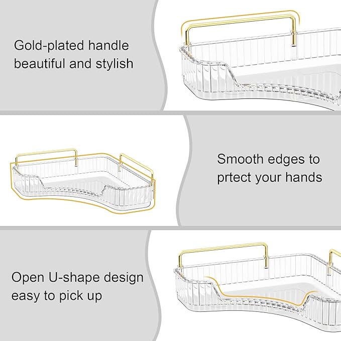GTI 2 Tier Bathroom Counter Organizer, Multi-Function Corner Bathroom Organizer Countertop,Makeup Organizer Perfume for Dresser Vanity Tray, Spice Rack Organizer for Kitchen (Clear)