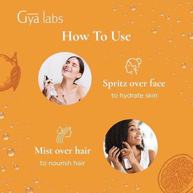 Gya Labs Orange Blossom Hydrosol - 3.4 Fl Oz - Face & Body Mist for Skin Toner & Hair Refresher - As Pillow, Room & Linen Spray for Fresh Scent