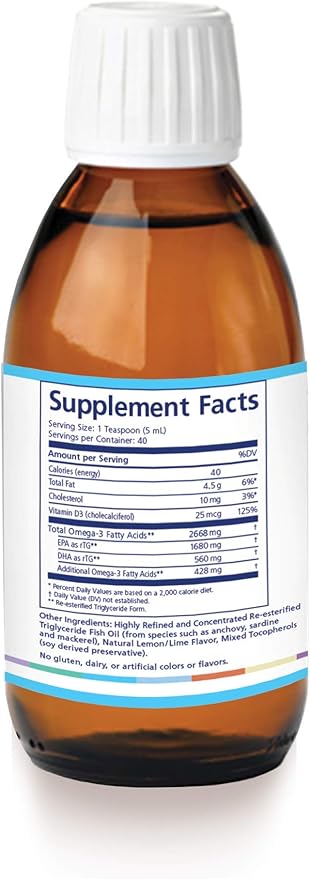 PRN DE Omega Benefits Liquid Supplement - 10 oz, 60-Day Supply - Re-Esterified Omega 3 Triglyceride Form with 1680mg EPA, 560mg DHA & Vitamin D for Dry Eye Support
