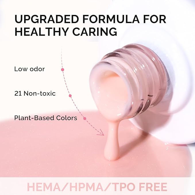 MelodySusie Fleurwee Plant Based Gel Nail Polish, Nail Polish Hema Free 21 Non Toxic Long Lasting No Chip Finger Toe Nail Art Manicure Salon DIY at Home Gifts for Women Pearlescent Pink P59
