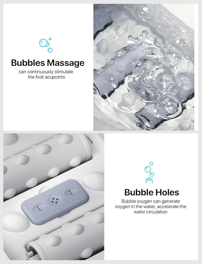 ALLJOY Foot Spa Bath Massager with Heat, Collapsible Foot Massager Spa Soaking Tub with Bubbles, Pumice Stone, Timer, 6 Shiatsu Massage Rollers Pedicure FootSpa for Relaxation, Gifts for Dad, Mom