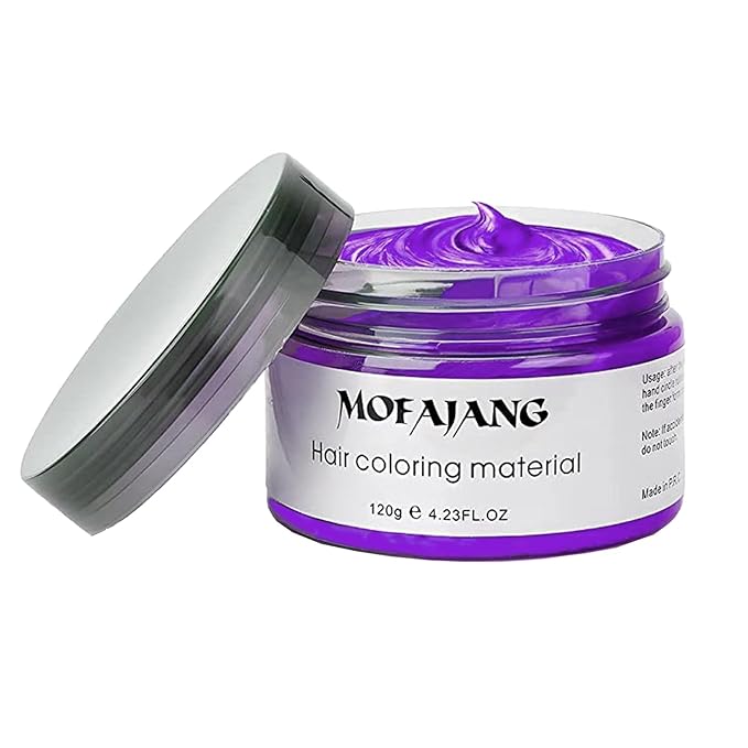 Temporary Hair Color Wax, Purple Hair Spray, 4.23 Ounces Natural Disposable Hair Wax Color Spray, Kids Women Temporary Hair Dye Wax Clay Pomades for Christmas Parties, Role Playing, Halloween (Purple)