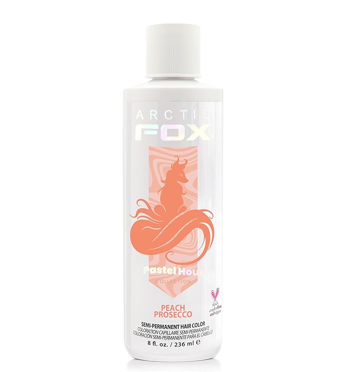 Arctic Fox Semi-Permanent Hair Dye, Vegan & Cruelty-Free, Ammonia-Free, Conditioning, Long Lasting, Pastel Peach Prosecco Color for Platinum Hair, 8 Fl Oz