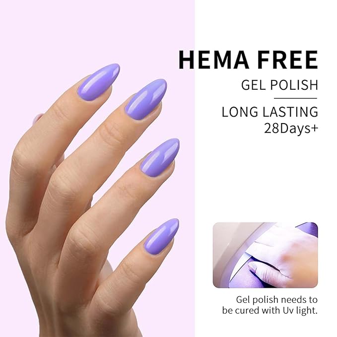 JR 9pcs 15ml Gel Nail Polish Set Including Lavender Purple Gel Polish Kit UV LED Soak Off Polish Home DIY Gift Purple Set