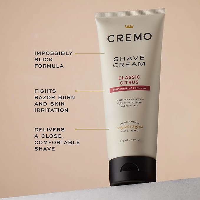 Cremo Original Shave Gift Set for Men, includes Impossibly-Slick 6 oz Shaving Cream, Chrome Barber Grade Razors for Men and four Razor Blades Refills