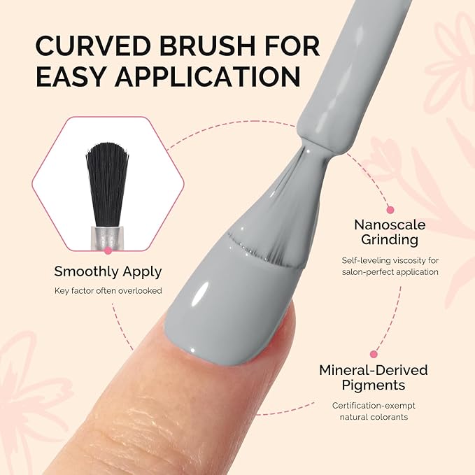 MelodySusie Fleurwee Plant Based Gel Nail Polish, Hema Free Neutral Gray Nail Polish, Soak Off UV LED Gel Polish Gift for Women 21 Non Toxic Long Lasting Nail Art Manicure Salon DIY at Home P18