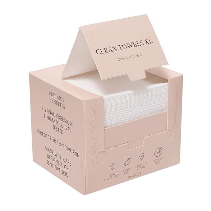Velquinn Ultra Soft Face Towels, 100% Organic, Biodegradable, Hypoallergenic, Dermatologist Tested | 50 Count Pack for Daily Gentle Cleansing Pure - Eco-Luxurious Skincare You Can Trust