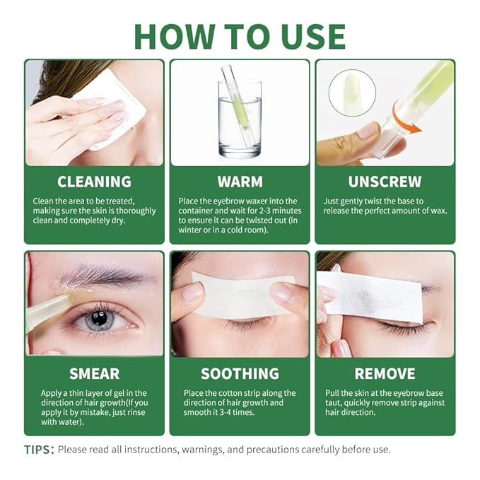 Eyebrow Wax Kit for Hair Removal,Waxing Strips for Eyebrows Women, Eyebrow Waxing Kit with Wax Pen Hair Removal (10 Pcs Cotton Strips 4 Pcs Cleansing Wipes)