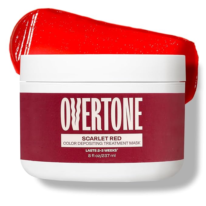 Overtone Semi Permanent Hair Color Conditioner, Scarlet Red, 8 oz, Nourishing, Damage-Free, Color Depositing Mask for All Hair Types with Shea Butter & Coconut Oil, Vegan & Cruelty-Free