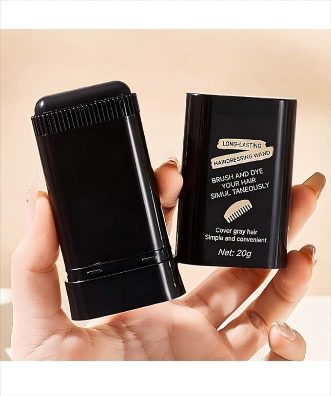 2-in-1 Hair Color Stick & Comb, Long-Lasting Waterproof Color,Sweat-Proof, Quick Root Touch-Up, Coloring Tool – For Women & Men (2-Pack-BLACK)