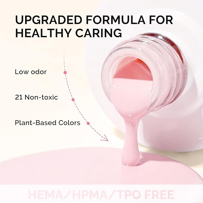MelodySusie Fleurwee Plant Based Gel Nail Polish, Nail Polish Hema Free 21 Non Toxic Long Lasting No Chip Finger Toe Nail Art Manicure Salon DIY at Home Gifts for Women Bud Pinkish-White P53