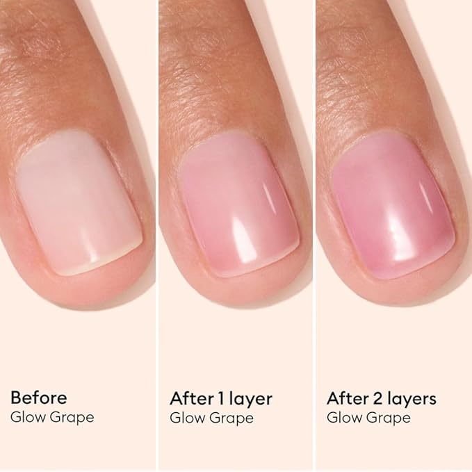 Manucurist Active Glow Grape All-in-One Perfecter Nail Polish & Care - No Lamp - Vegan & Made in France Ultra-Glowy Lilac Mirror-Like Shine - Nail Concealer & Care - Plant-Based Ingredients