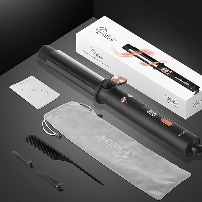 Automatic Rotating Curling Iron, 1 1/4 Inch Self Curling Wand with Extra Long 5.5” Tourmaline Ceramic Barrel, Fast Heating Ionic Hair Curler for Long Hair, Adjustable Hot Tools for Curls Waves 1.25"