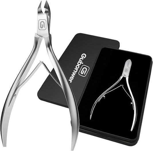 Cuticle Trimmer 3/4 Jaw Extremely Sharp Cuticle Nippers Scissors Stainless Steel Clippers Cutter Remover Pedicure Manicure Nail Tool, cuticle pusher (Cuticle Nippers/Silver-b)