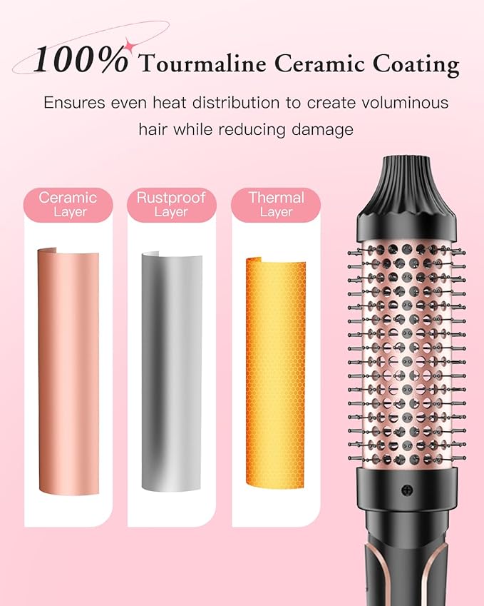 BESTOPE PRO 5 in 1 Curling Iron, Curling Wand Set with Negative Ion Thermal Brush and 4 Interchangeable Ceramic Curling Irons (0.35“-1.5”), Fast Heating Crimper Hair Tool in All Hair Type, Women Gifts