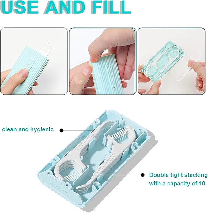 Holy rose Portable Dental Floss Picks Dispenser 2 Box,Travel Floss Case with Adult Floss Sticks 80Count,Portable Flosser Toothpick Perfect for Home,Travel Cleaning Teeth,Tool for Oral Care(Blue