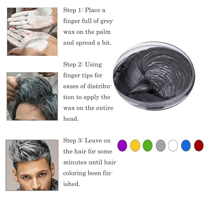 Black Hair Color Wax, Instant Hairstyle Cream 4.23 oz, Temporary Natural Hair Wax for Party, Cosplay, Halloween, Daily use, Date, Clubbing (Black)