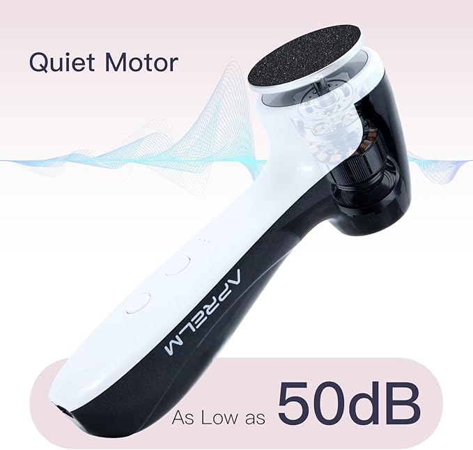 AprElm-E7 Rechargeable Electric Foot Callus Remover with 3-Sizes 120Pcs Sandpaper Discs, Professional 1000RPM 3-Speed Control Electric Foot File (Black)