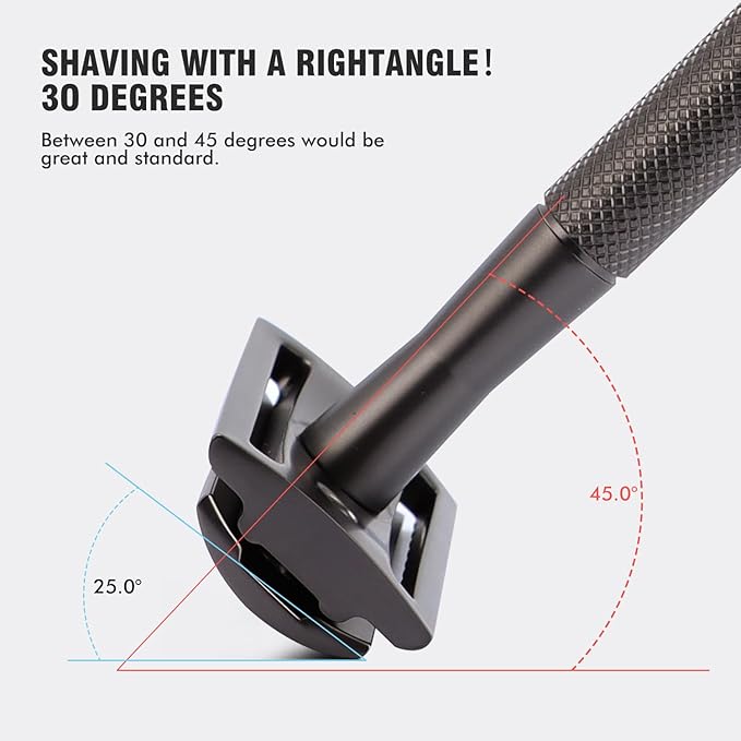 KINGHOOD Safety Razor - One Blade, Metal, Reusable, Double Edge, Closed Comb, Brass, Black