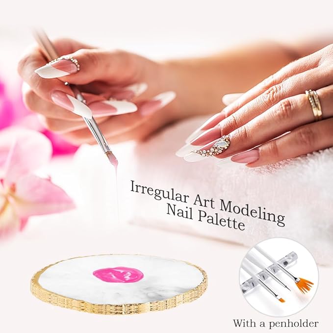 Nail Art Brush,27Pcs Set Nail Art Tools,Resin Nail Art Palette,5 Pcs Nail Art Sculpture Pen,2-way Acrylic Silicone Engraving Pen Dotting Pen Tools Nail Art Kit for Nail Art DIY