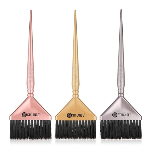 3 Pieces Hair Color Tool Set - Brush Kit for Salon & DIY Hair Coloring (Silver, Rose Gold, Gold)