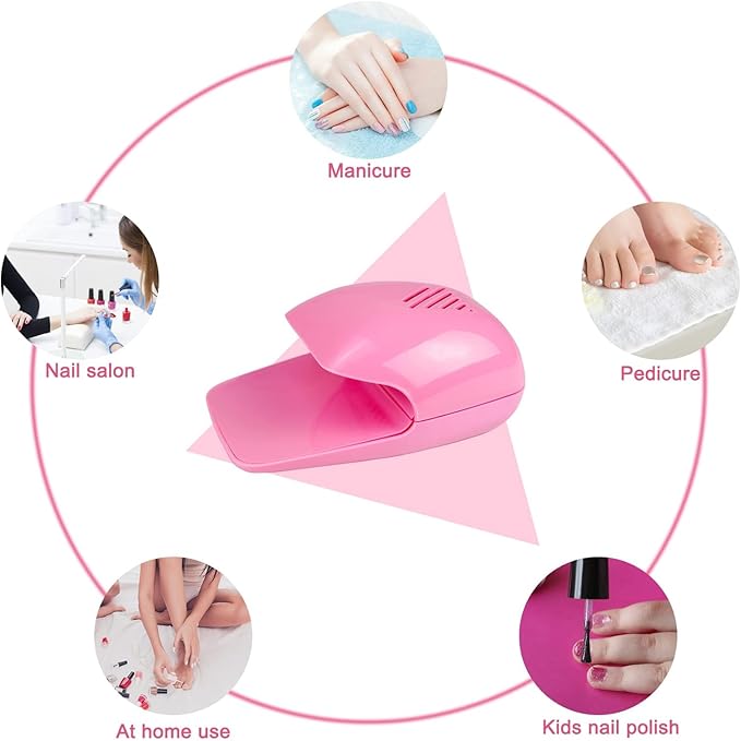 Cute Nail Dryer for Kids, Christmas Gifts for Girls, Quick Dry Pink Nail Fan Dryer, Mini and Portabe Nail Dryer for Regular Polish, Perfect Addition to Kids Nail Polish Set for Girls