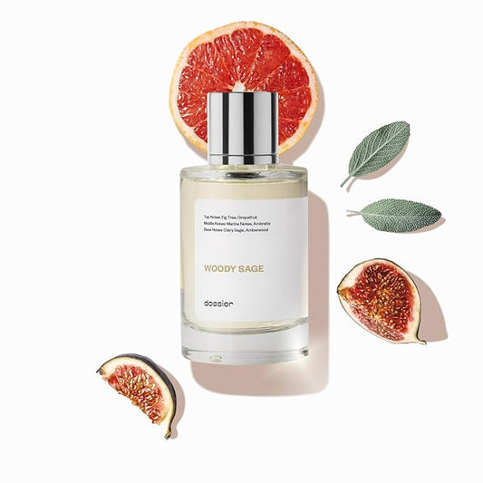 Dossier - Woody Sage - Eau de Parfum - Inspired by J.Malone's Wood Sage & Sea Salt - Perfume Luxury - Pure Infused - Paraben-Free - Vegan - For Women Men Unisex - Fragrance 3.4 Fl oz (Spray 100ml)