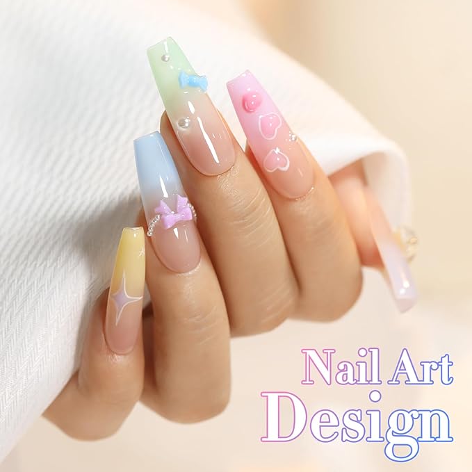 Double Rhythm 6 Pcs 15 ML Gel Polish Set Same Color Same Bottle Soak Off Gel Polish Kit Nail Art Manicure Salon DIY at Home for Women (Jelly Pink Purple Green Yellow Blue-T6-22)