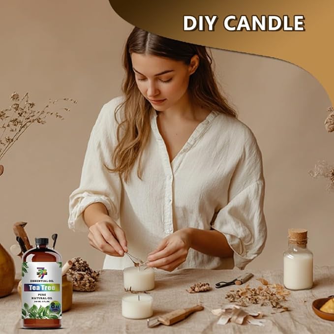 Tea Tree Essential Oil (8 oz / 240 ml) – Tea Tree Oils for diffusers, humidifiers, Home Baths, Cleaning Products, Yoga, DIY Soaps and DIY Scented Candles