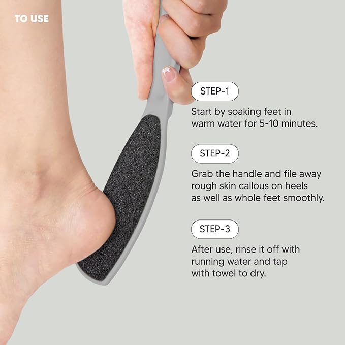 Wide Emery, Double-Sided Pedicure Tool, Colossal Foot File for Men & Women, Effective for Cracked Heel, Callus Remover, Foot Scrubber, Professional, (Gray)