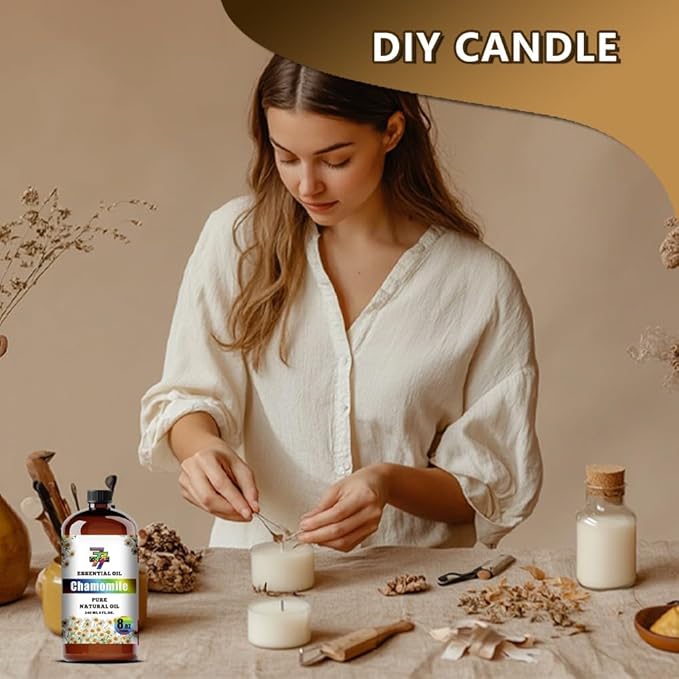 Chamomile Essential Oil (8 oz / 240 ml) – Chamomile Oils for diffusers, humidifiers, Home Baths, Cleaning Products, Yoga, DIY Soaps and DIY Scented Candles