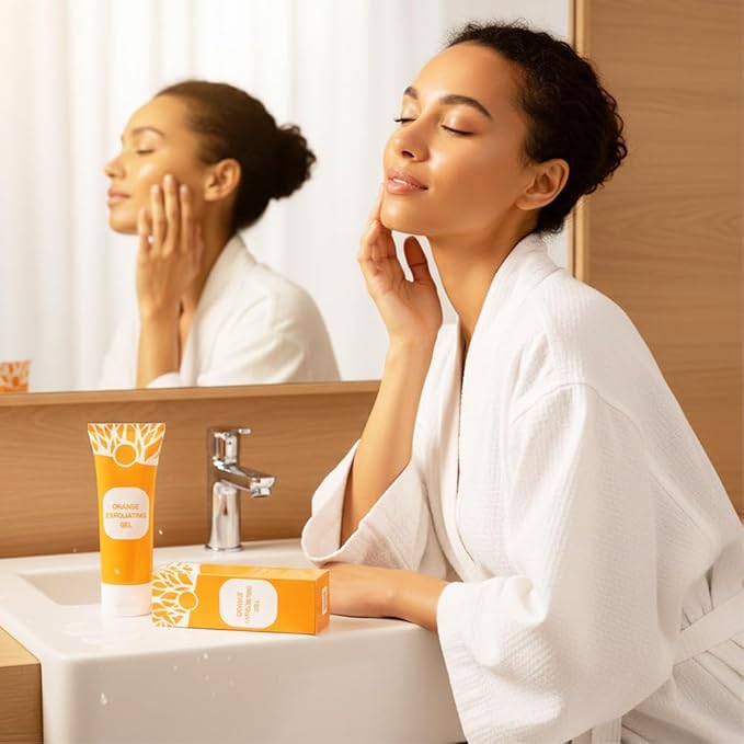Orange Exfoliating Gel for Face and Body, Deep Pore Orange Peeling Scrub, Cleaning Pores, Remove Blackheads Moisturize Cleansing Smooth,Facial Exfoliating Gel for All Skin