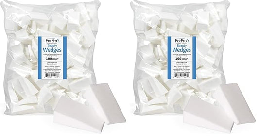 ForPro Beauty Wedges, Latex Free Foam Sponges, Makeup Blenders for Powder and Liquid Makeup, 100-Count (Pack of 2)