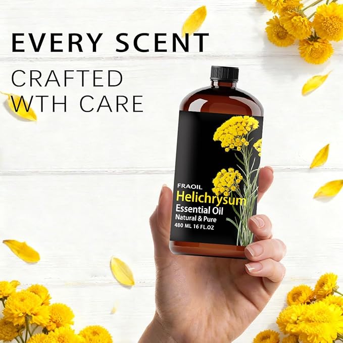 Helichrysum Essential Oil, Helichrysum Oil 16 Fl Oz 480 ML for Diffuser Humidifier Yoga Cleaning DIY Candle Soap Making Perfume Gift for Women Essential Oils