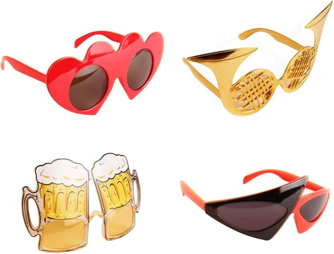 Funny Glasses Party Costume Masks, 12 Pack Cool Shaped Photo Booth Props Sunglasses
