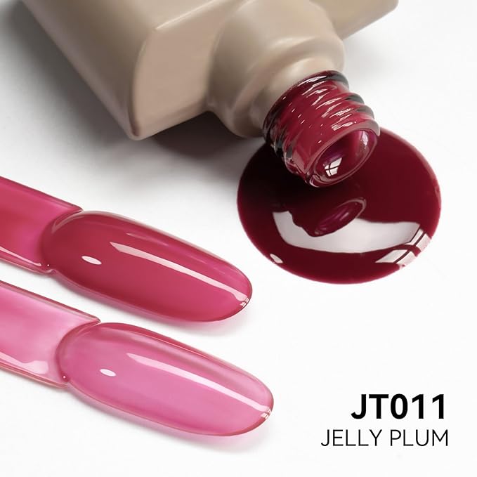 MAYCHAO 15ML Jelly Plum Gel Nail Polish 1Pc Crystal Plum Gel Polish Soak off Translucent Plum Nail Polish Nail Art Manicure Salon DIY at Home, 0.5 OZ