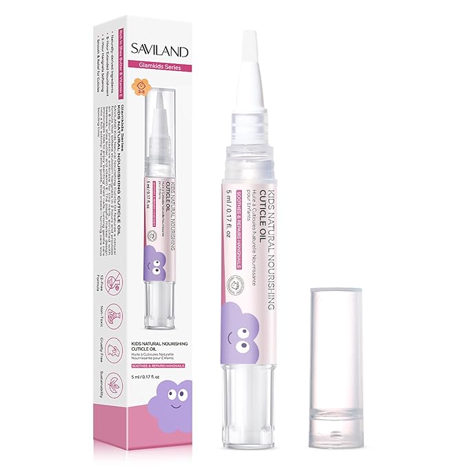 SAVILAND Cuticle Oil Pen for Kids: Plant-Based Nail Oil Pen 8-Hour Long-Lasting Nourishment 2-Hour Soften Tough Hangnails Child-friendly Cuticle Oil for Nails Gentle Nail Care for Kids 3-8 (Glamkids)