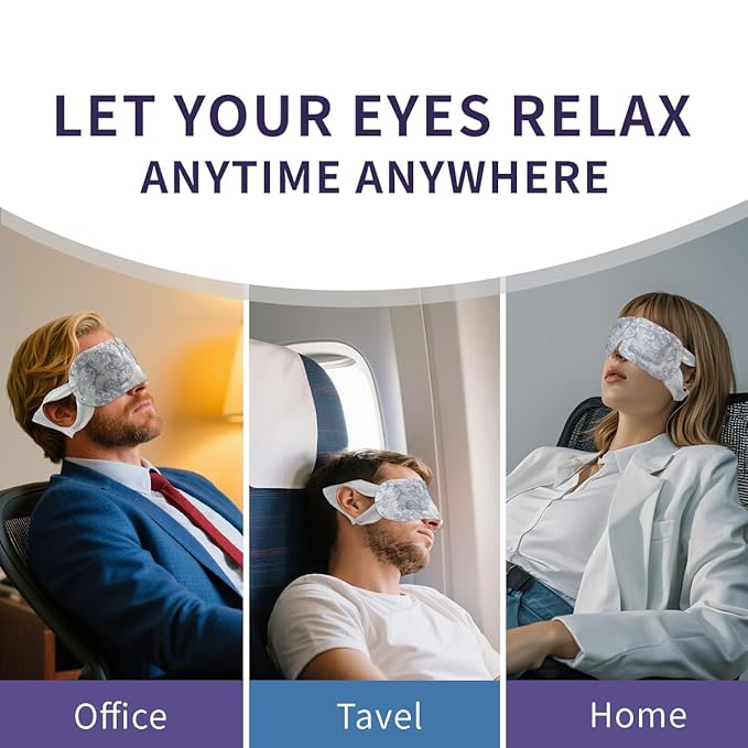 5 Pack Steam Eye Masks, Heated Eye Disposable Mask for Sleep Dry Eyes Dark Circles Treatment, Home Spa Relaxing Trip Gifts for Women Men