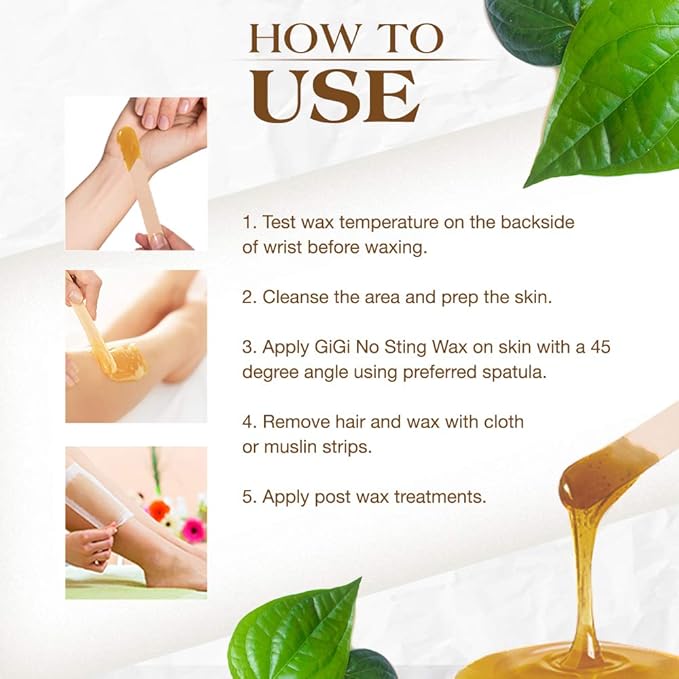 GiGi No Sting Soft Wax Hair Removal with Kava Kava - Gentle Formula for Sensitive Skin, Face & Body, Painless Waxing, 14 oz, 1 Pack