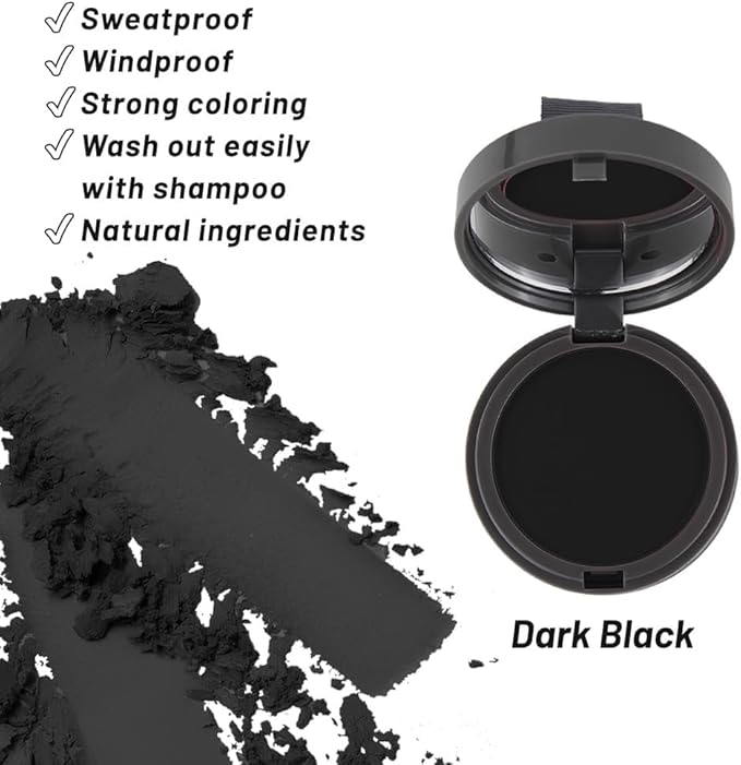 SOVONCARE Hairline Powder - Root Touch Up & Gray Hair Concealer for Men and Women, Instantly Covers Thinning Hair and Bald Spots, Natural-Looking Coverage Dark Black 0.35 oz