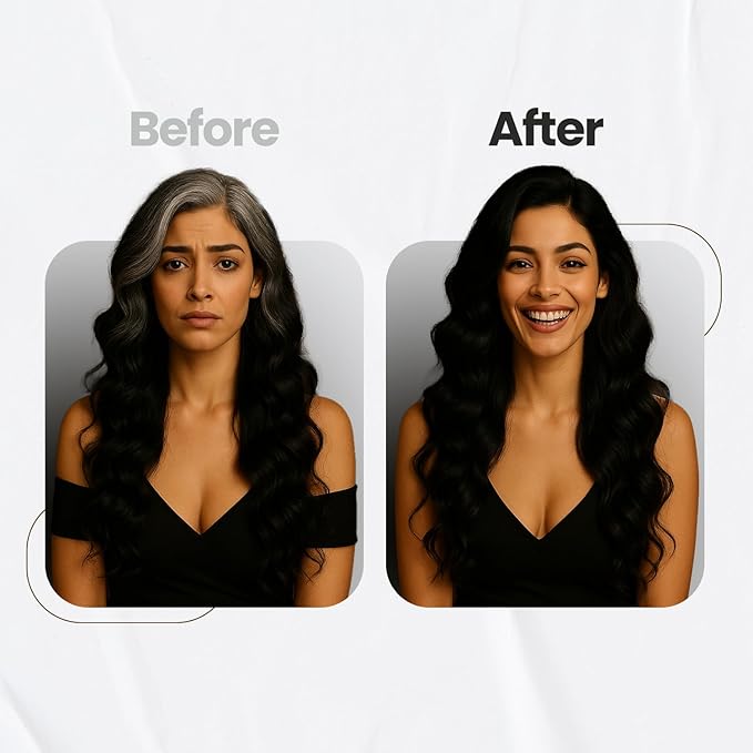 Hair Color Shampoo - Ammonia Free, 20ml x 10 Sachets, Natural Black Permanent Hair Dye for Men and Women, Noni Fruit Hair Dye, 5 Minutes Hair Color