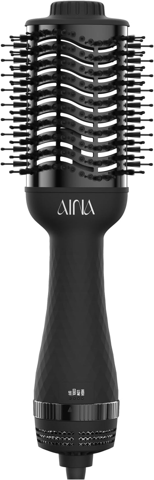 AINA Hot air Brush, Blow Dryer Brush | 60MM 2-in-1 Titanium Volumizer, 3 Heat Settings | 360° Vented Airflow 110V/ALCI Plug (60mm Round)