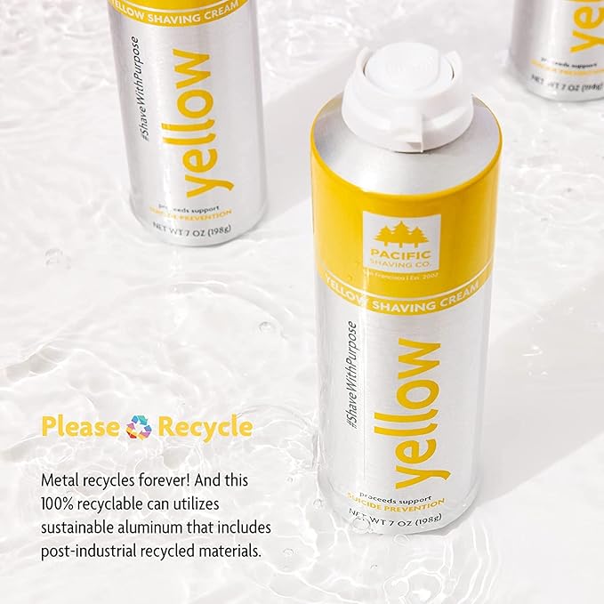 Pacific Shaving Company Yellow Shaving Cream - Foaming Colorful Shaving Cream - Hydrating, Redness Reducing + Irritation Free Shave Cream (7 Oz)