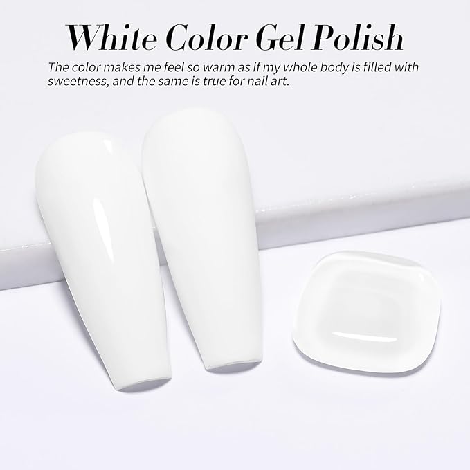 Born Pretty White Gel Nail Polish Christmas Snowflake Color Soak Off U V LED Gel Polish Hema-Free Gel Nail Polish French Wedding Tips Nail Art DIY Manicure at Home 15ml