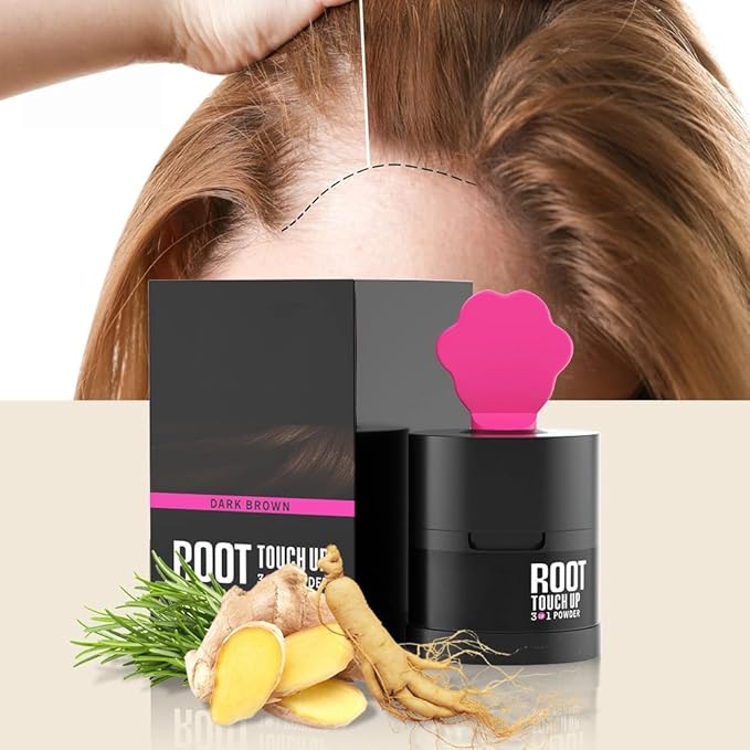 Gowwim Root Touch up Powder, Instantly Gray Hair Cover up Hairline Powder for Women & Men Waterproof and Sweatproof Root Cover Up Long-Lasting for Thinning & Loss Hair (Dark Brown1, 4g-1)