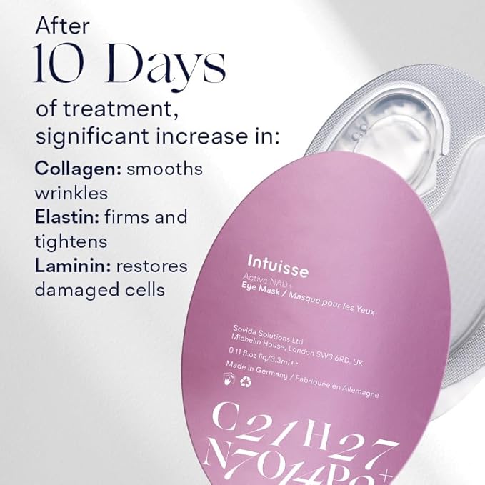 Active NAD+ Collagen Eye Masks - 5% Pharma-Grade NAD+ Advanced Liposomal Formula - Smoothing & Depuffing Eye Patches - Peptide-Enhanced Collagen Undereye Treatment for Hydration & Firmness